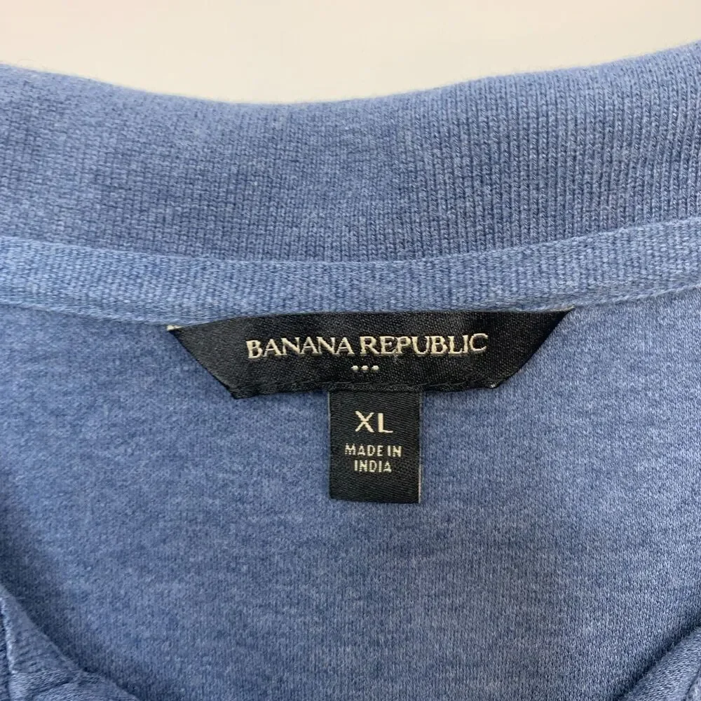 Banana Republic Performance Polo Shirt Men XL Extra Large Blue Cotton Vented Hem